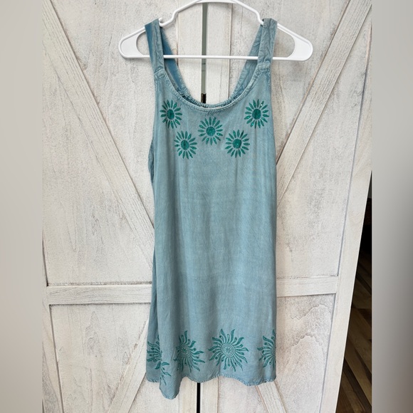 Raya Sun Sundress Women's Size Medium Teal Rhinestone Embellished Coastal Pool - Picture 12 of 12